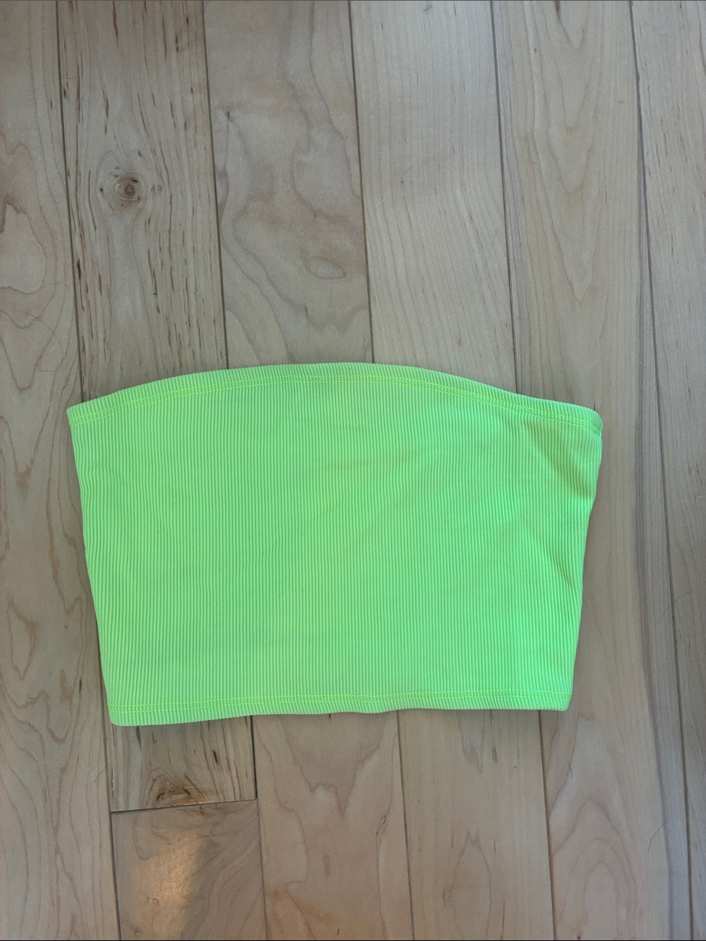 American Apparel Neon Lime Ribbed Bandeau Top